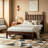 Queen Size Wood Platform Bed with Gourd Shaped Headboard,Retro Style Platform Bed with Wooden Slat Support-1040824896-1040824897