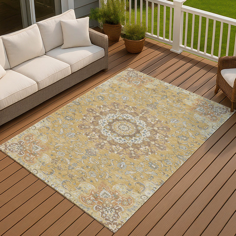 Tapis lavable à la machine intérieur / extérieur ACN2489, Gold, 8' x 10'