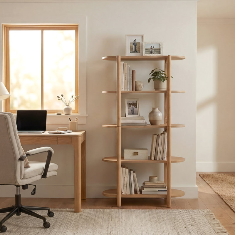 Bibliothèque moderne 60 ", (4 tablettes) H 60 po x l 32 po x P 15 po, Chêne grillé