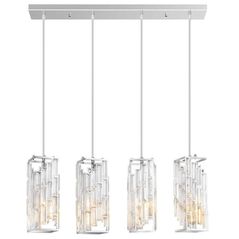 Dayzia 4 - Light Pendant Modern Pendant Light, Mini Crystal Chandeliers,Adjustable Pendant Light Fixture for Kitchen Island Dinning Room Bedroom