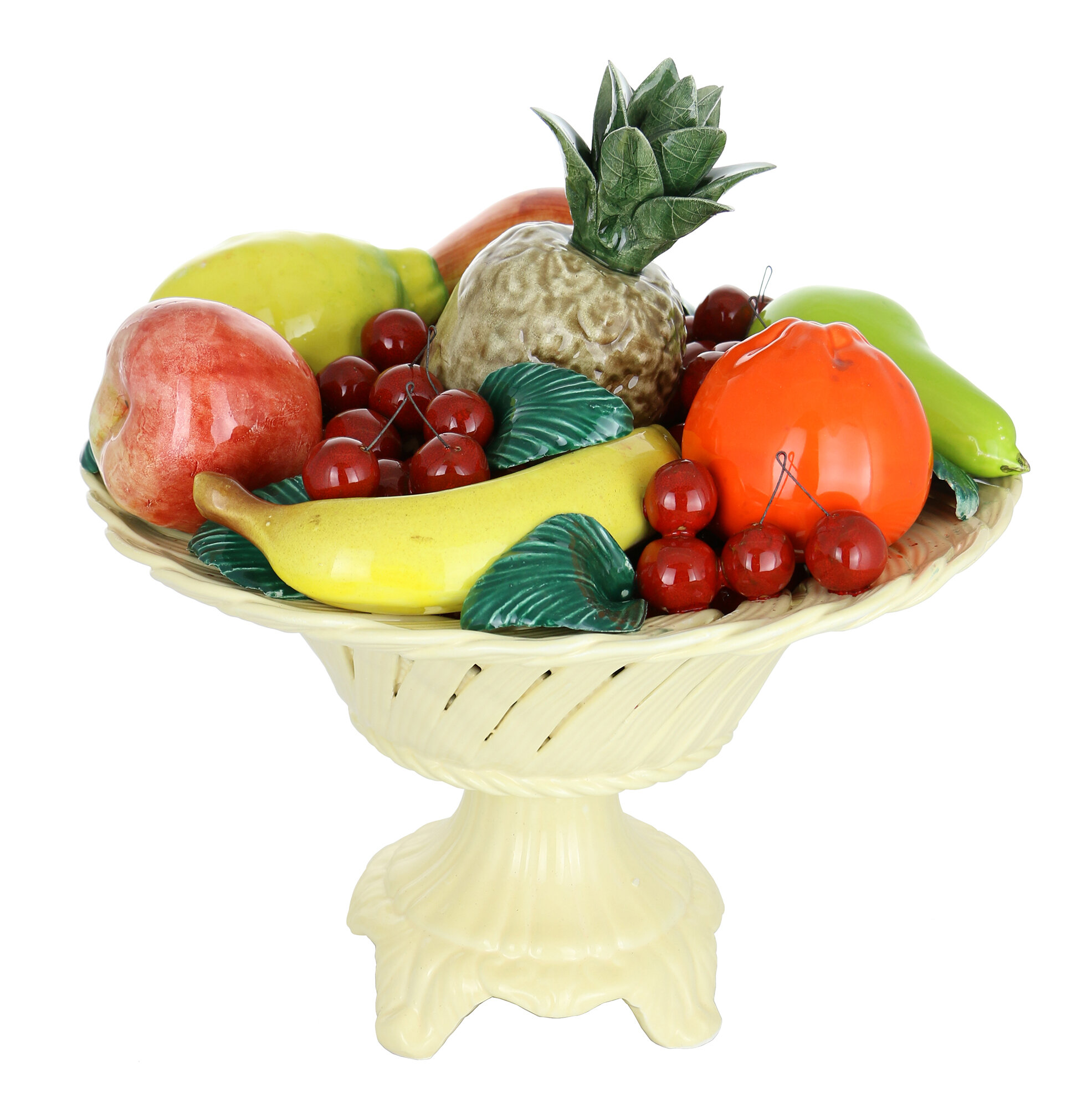 Fleur de Lis Living Crain Authentic Italian Fruit Bowl, Size: Large, White