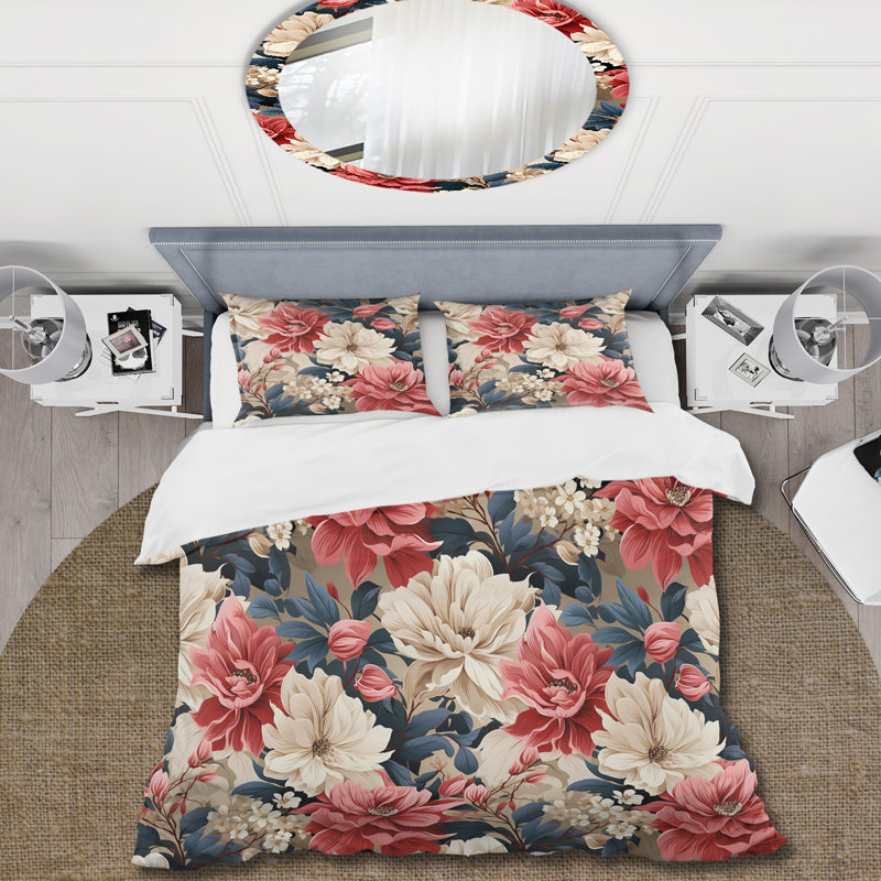 Ensemble de housse de couette Beige Pink Rustic Whispers, Housse de couette pour grand lit et 2 taies décor