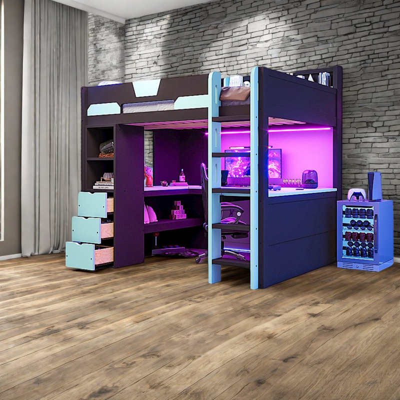 Lits multifonctionnels avec rangement, mezzanine en bois, maison de jeu moderne