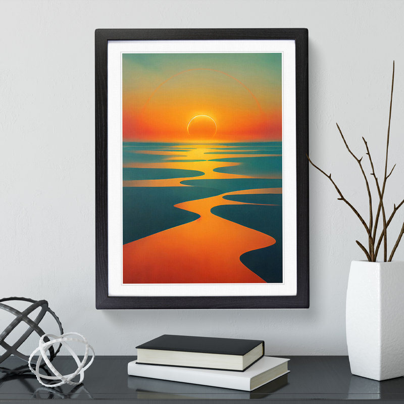 Bold Sunset View - Framed Print, 64cm H x 46cm W x 2cm D, Black