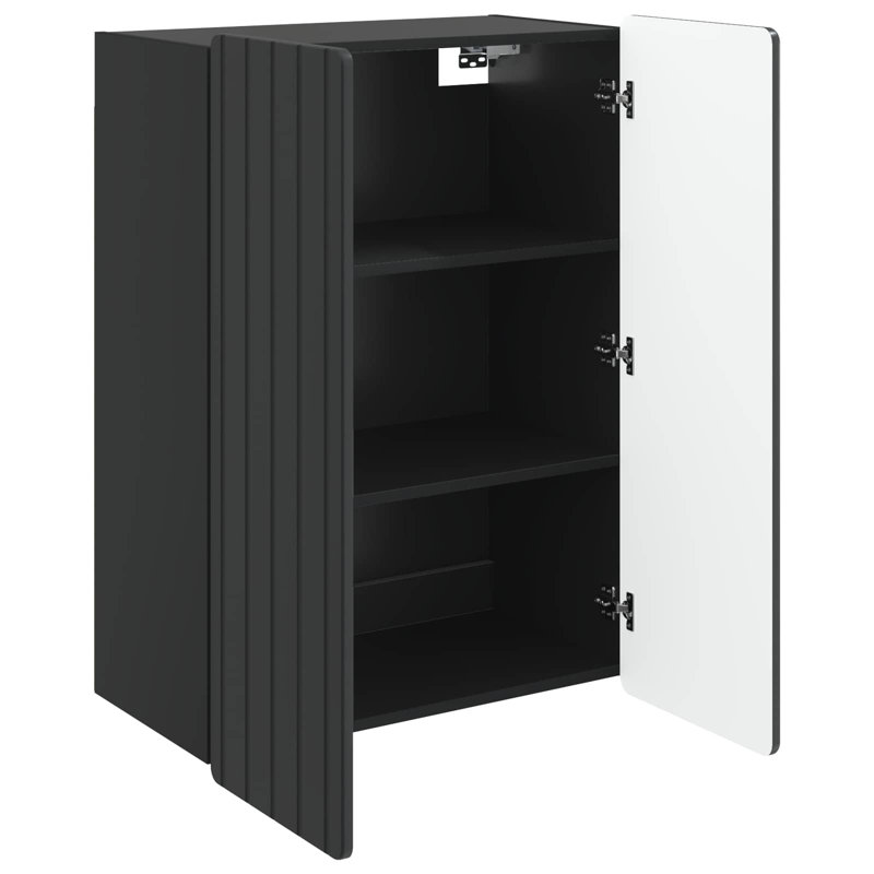  Wall-Mounted Cabinet Engineered Wood Storage Vintage Indoor Living Room, Black