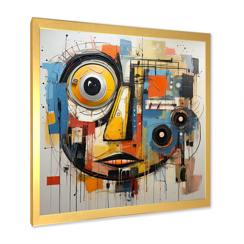 Pop Art Modern Robot IV - Abstract Canvas Art Print, Cadre doré à une seule photo, H 30 po x l 30 po x P 1 po