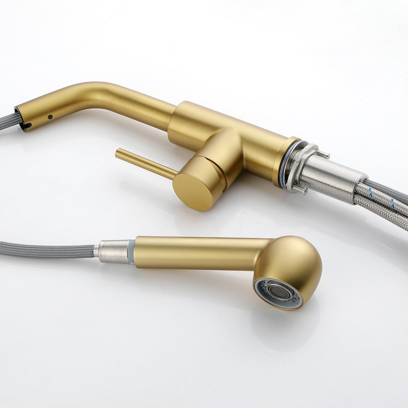 Robinet de buanderie coulissant à poignée simple avec double jet Funcss résistant aux taches, Or