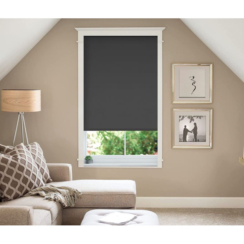 ndoor Blackout Roller Shade for Windows, Trimmable Custom Fit Window Blind with Light Blocking & Privacy, Grey