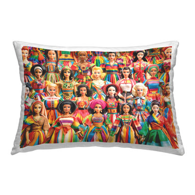 Various Cultural Dolls Decorative Printed Throw Pillow by Michael David Ward