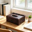 Grande housse de support de boîte à mouchoirs en cuir de polyuréthane, chariot de rangement rectangulaire multifonctionnel pour serviettes de table, télécommandes, papeterie, et plus, cadre en bois, facile à nettoyer, pour les fournitures d'hôtel d