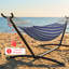 Hamac portable pour 2 personnes avec support en acier robuste, capacité de 450 lb, installation autoportante sans outils, résistant aux intempéries pour le patio, la cour et l'intérieur - bleu blanc -739475917