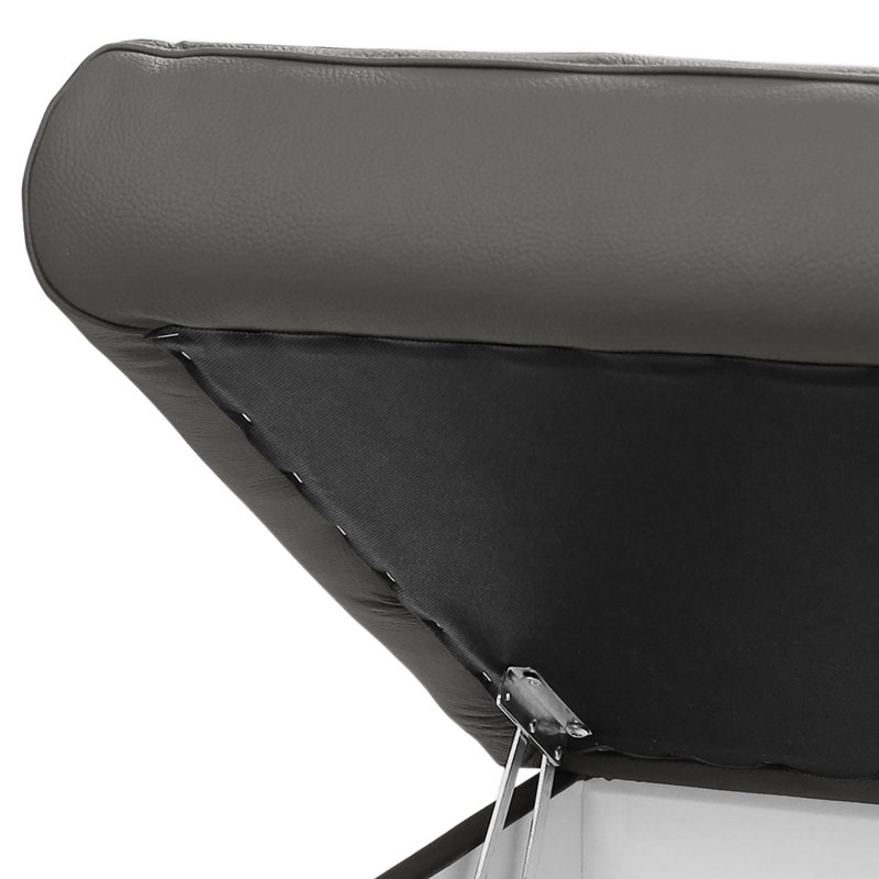 UNI Footstool 70cm Wide Genuine Leather Rectangle Solid Colour Standard Ottoman with Storage, Grey