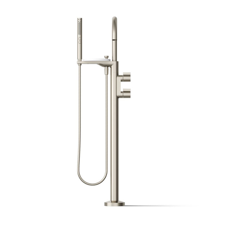 Components Floor-Mount Bath Filler Trim, Vibrant Brushed Nickel, Knob Handle