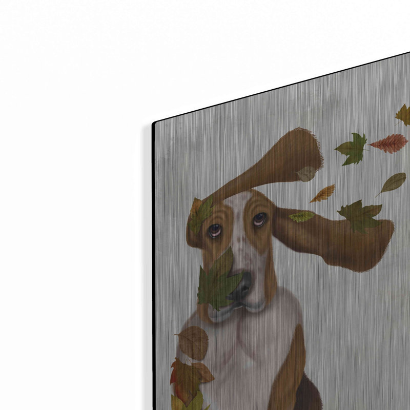 Basset hound, Windswept and Interessing par Fab Funky - reproduction d'art sur métal sans cadre