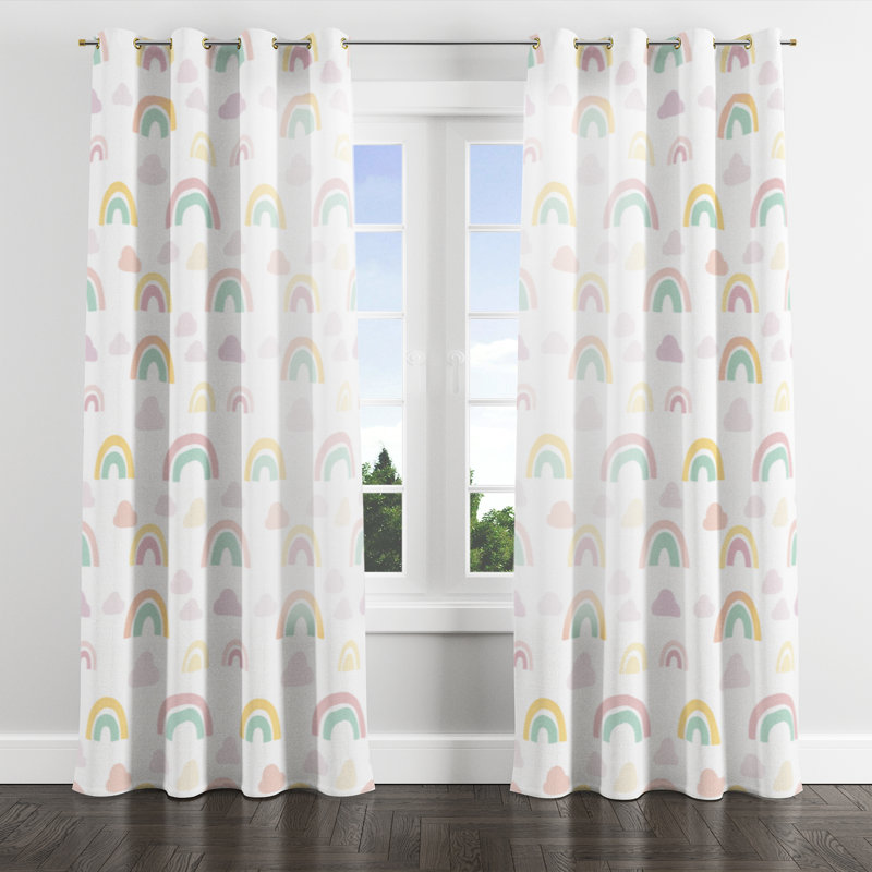 Panneaux de rideaux colorés pour enfants - Rideau à œillets pour chambre de bébé Little Rainbows - 1 panneau, Gold Grommets