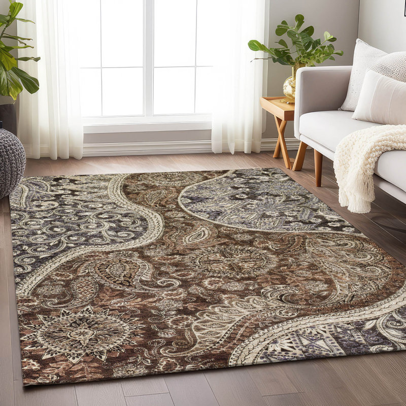 Chantille Red and Brown Washable Synthetic Area Rug 9' x 12'
