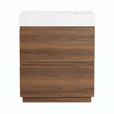 Meuble-lavabo moderne avec tiroir double et lavabo encastré, idéal pour les salles de bain élégantes