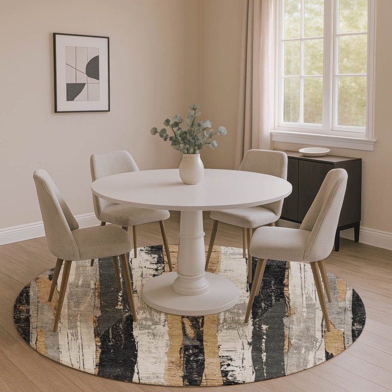 Premium Machine Washable Crestover AMF1872 Stripes Rug, Round 8'
