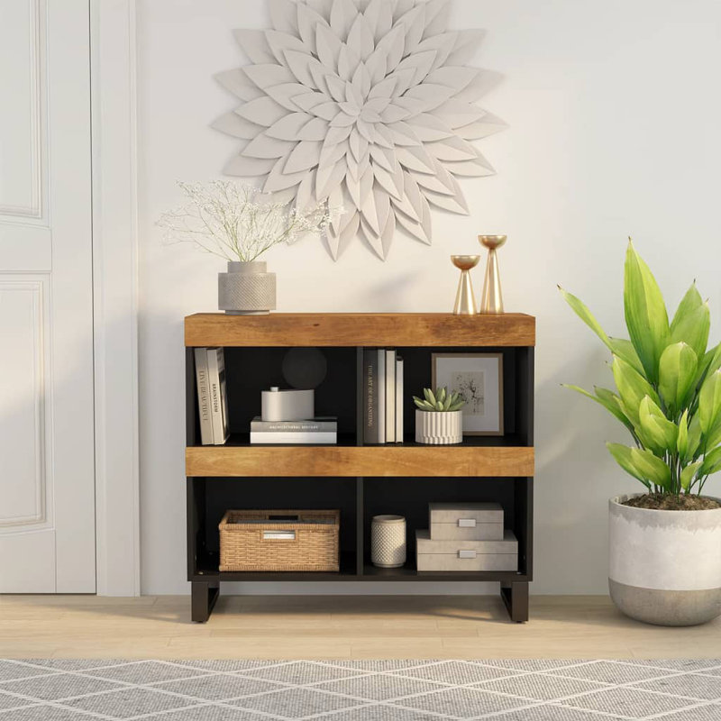 Torzsok 75cm H x 85cm W Iron Standard Bookcase, Honey Brown Mango