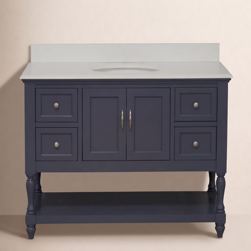 Hampton 48'' Single Bathroom Vanity with Top, Quartz, Charcoal Gray