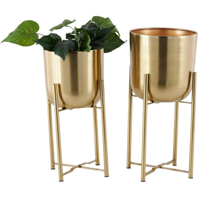 Cosmoliving By Cosmopolitan Metal Indoor Outdoor Planter Dome  Planter Pot With Removable Stand Set Of 2 Planters