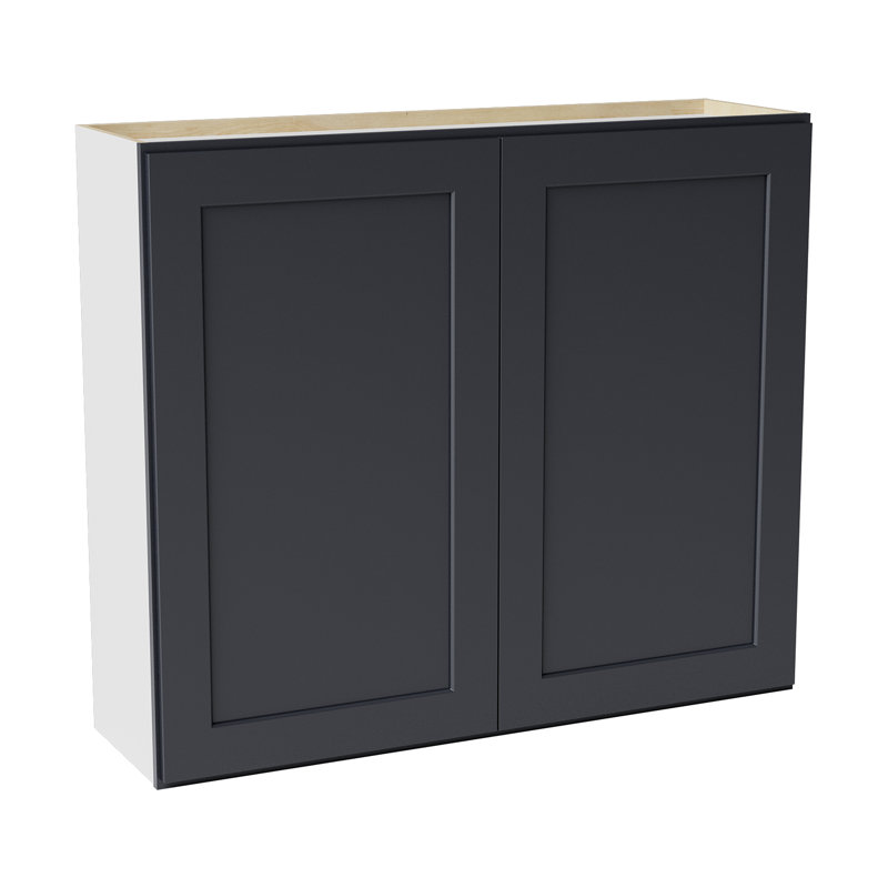Armoire de cuisine en bois massif prête à assembler, H 36 po x l 42 po x P 12 po, Noir Shaker