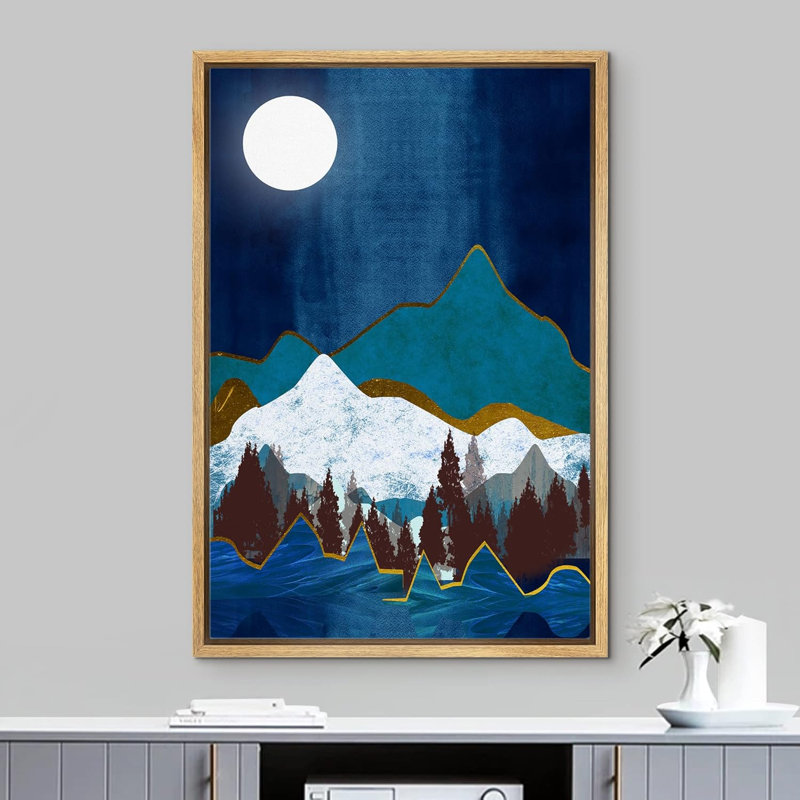 Soleil, chaîne de montagnes, paysage abstrait, illustrations, rustique, Naturel, H 36 po x l 24 po