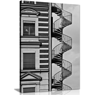 Spiral Stairs Facade - Wrapped Canvas Print