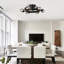 25.8-Inch Industrial Ceiling Fan with 5 ABS Blades, Remote Control, Flush Mount, Matte Black
