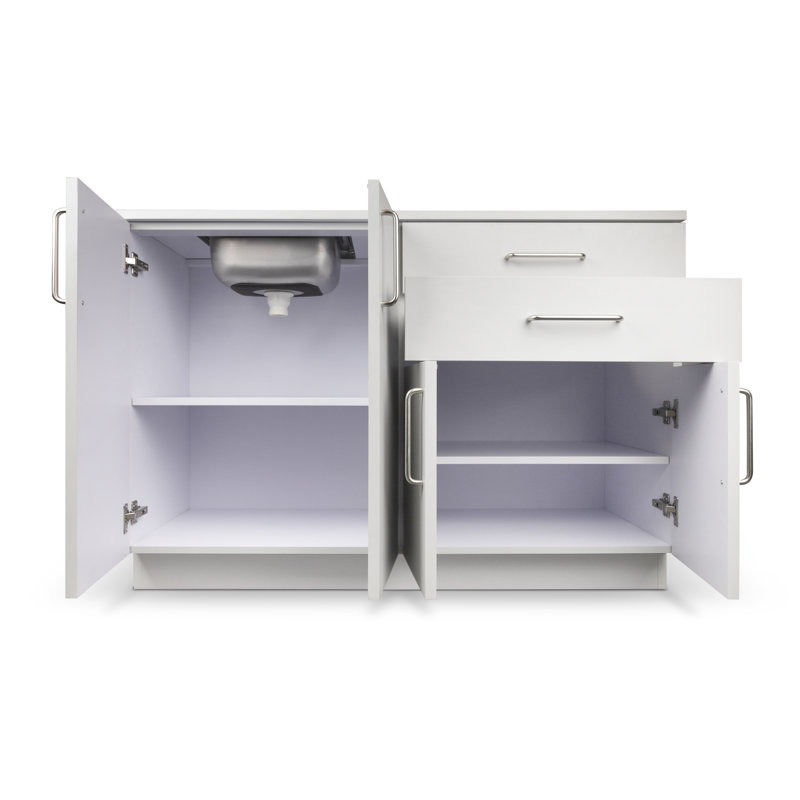 48 po Armoire de rangement pour salle de cuisine à 2 tiroirs avec évier gauche prêt à assembler W