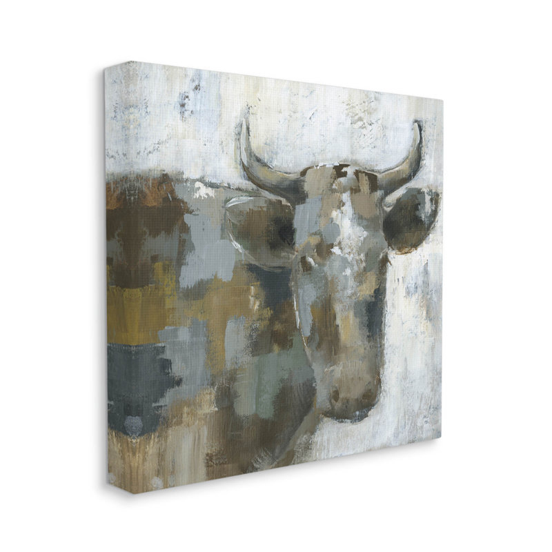 Art abstrait sur toile, "Bétail abstrait" par Nan, H 17 po x l 17 po x P 1,5 po