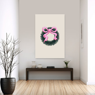 Élégante rose élégante couronne d'arbre délicat classique d'hiver, reproduction d'art murale