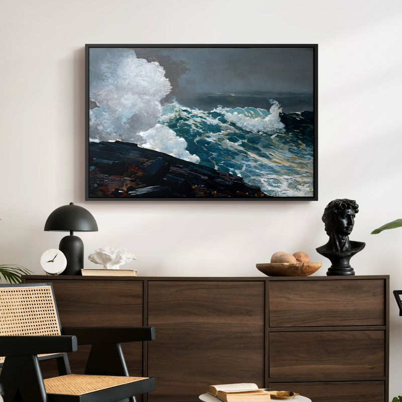 Northeaster, 1895 - Winslow Homer, toile tendue avec châssis, 24 po x 36 po, Walnut