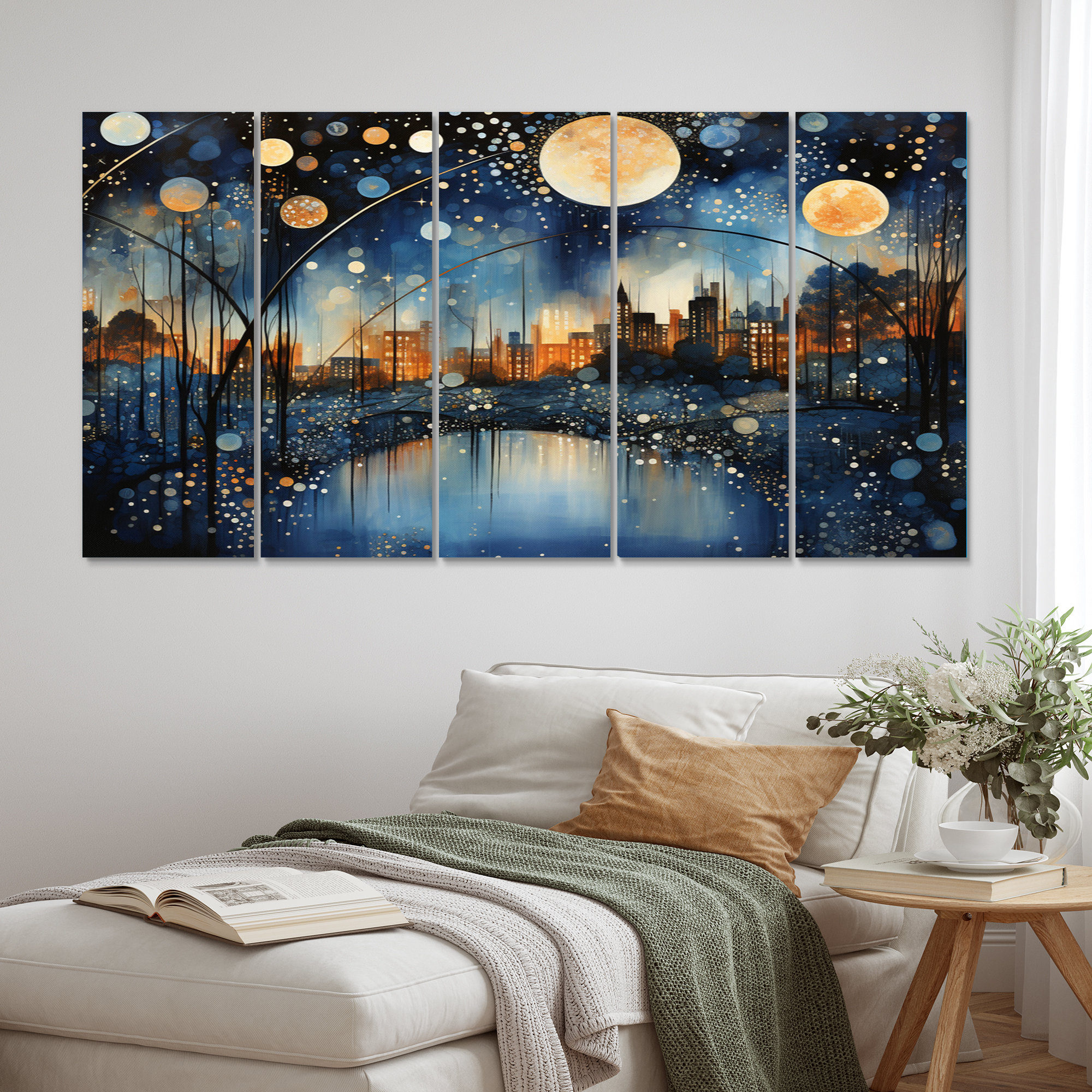 Design Art Teal Bridge Urban Reflections Pointillism - Architecture