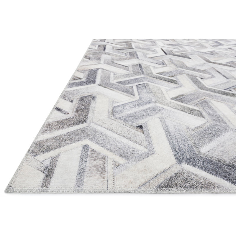 Tapis gris à motif géométrique Rogers, Rectangle 2 pi 3 po x 3 pi 9 po
