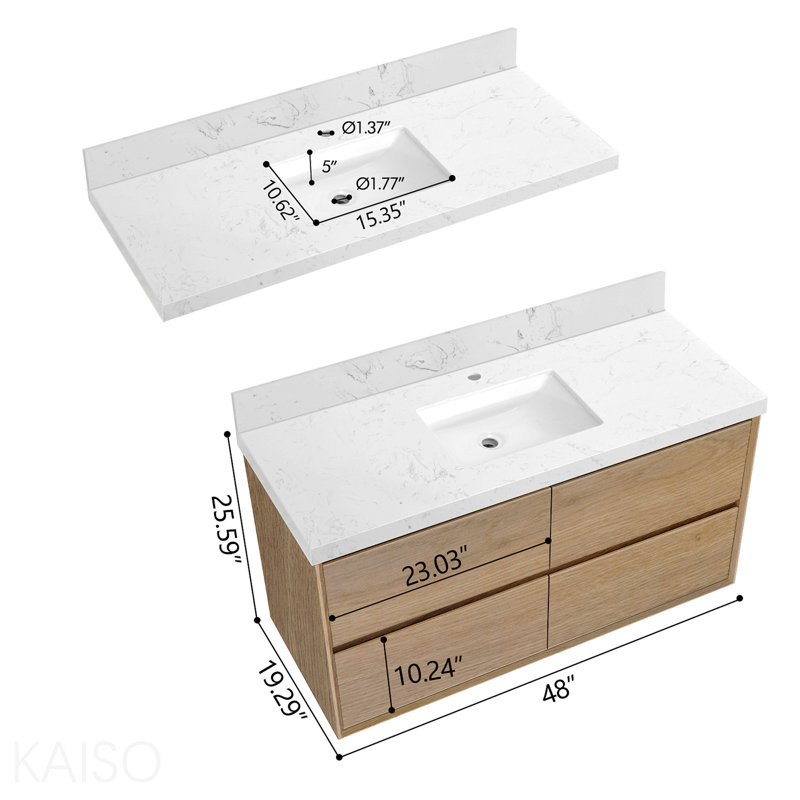 Ensemble de meuble-lavabo mural 48 po, 48"