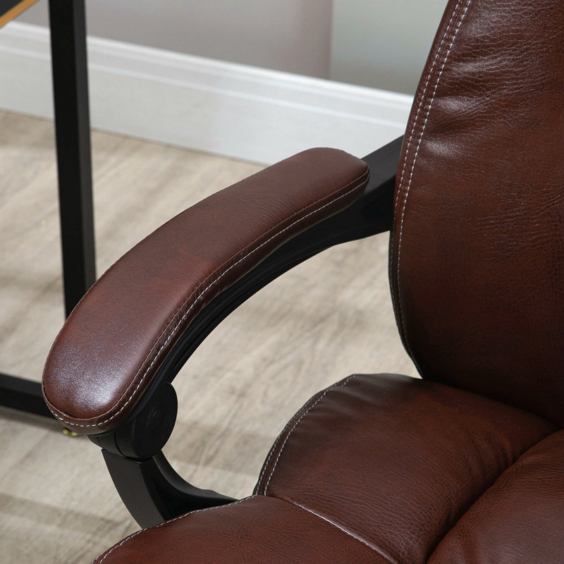 Fauteuil de bureau de massage à haut dossier avec vibration à 6 points, 5 modes, fauteuil de direction, fauteuil pivotant en cuir PU avec dossier inclinable et repose-pieds rétractable