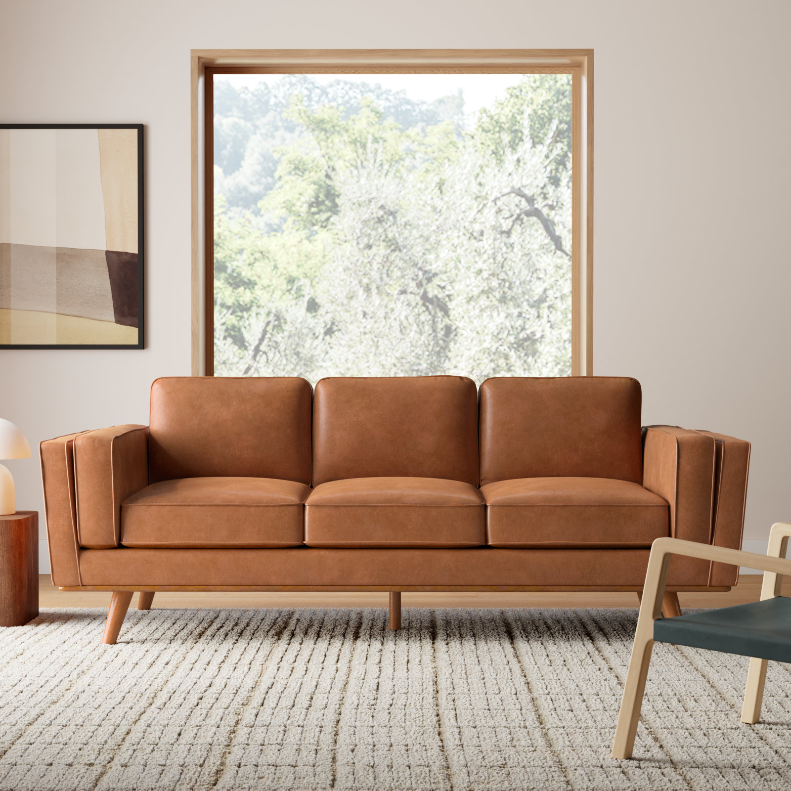 Reeves 84'' Vegan Leather Sofa, Chestnut Performance Faux Leather