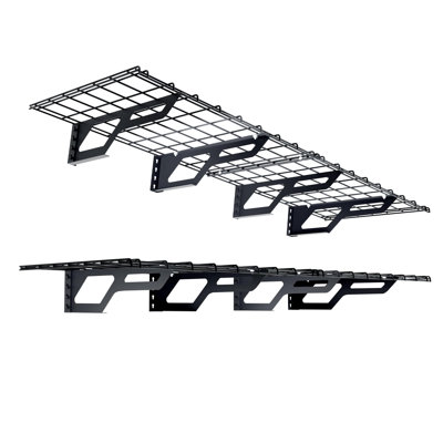 The Atlas 2Pack Garage Wall Shelves 400lbs Heavy Duty Garage Shelving Wall Mounted Metal Floating Shelf Storage Rack Hammertone