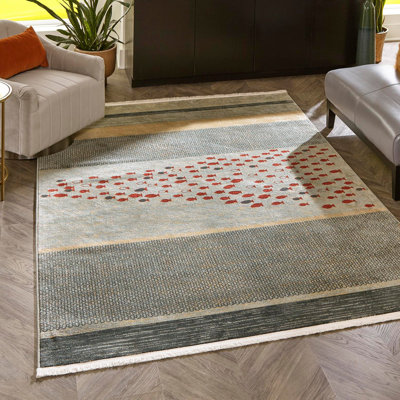 Tapis bleu / rouge / beige Abrigail