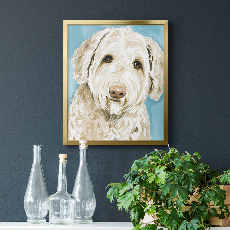 Labradoodle I, toile encadrée de qualité supérieure - prête à être accrochée, Or, H 20 po x l 16 po