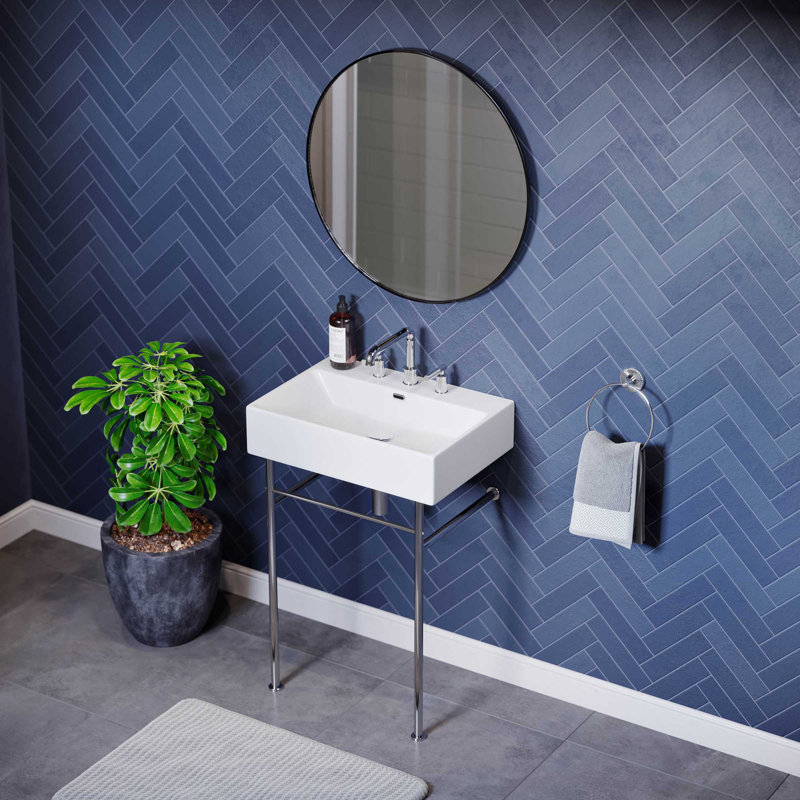 Lavabo console Claire, Blanc / Chrome