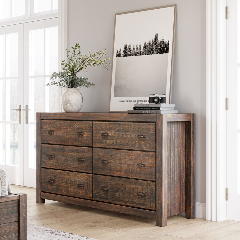 Montauk Solid Wood Bedroom Set, Rustic Walnut, Full, 3 Pcs: Bed, Nightstand, Double Dresser