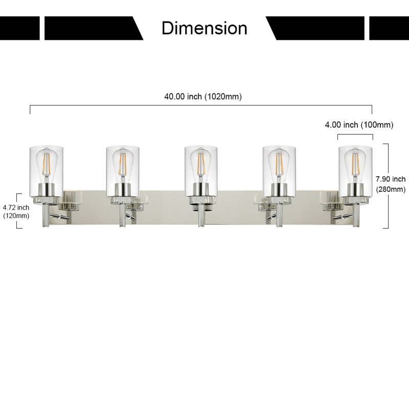 Phanto 5 - Light Dimmable Vanity Light, Chrome