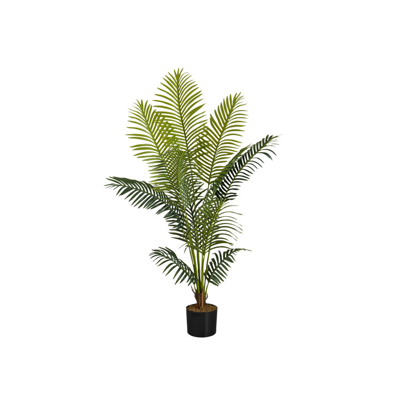 Plante artificielle, 57 po de haut, palmier, intérieur, faux, faux, plancher, verdure, pot, touche réelle, décoratif, feuilles vertes, pot