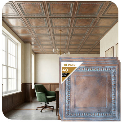 Cambridge 24 in. L x 24 in. W Textured PVC Ceiling Tile