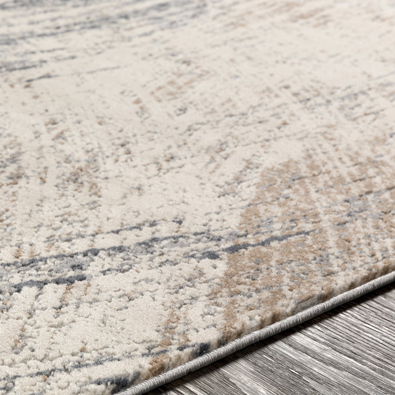 Hobert Abstract Ivory/Gray Area Rug, Rectangle 7'10" x 10'3"