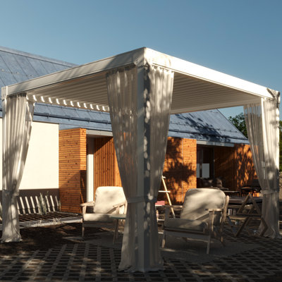 10 Ft. W x 12 Ft. D Adjustable Louvred Roof Aluminum Pergola