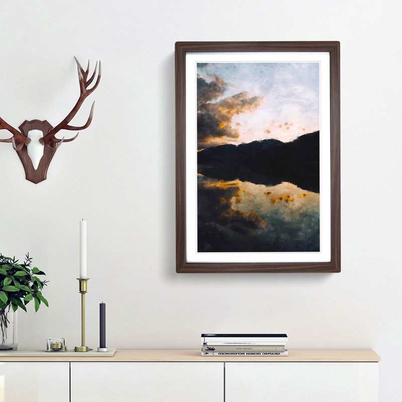 Reflection of the Clouds and Mountains - Picture Frame Painting Print, 63cm H x 45cm W x 2cm D, Walnut Framed
