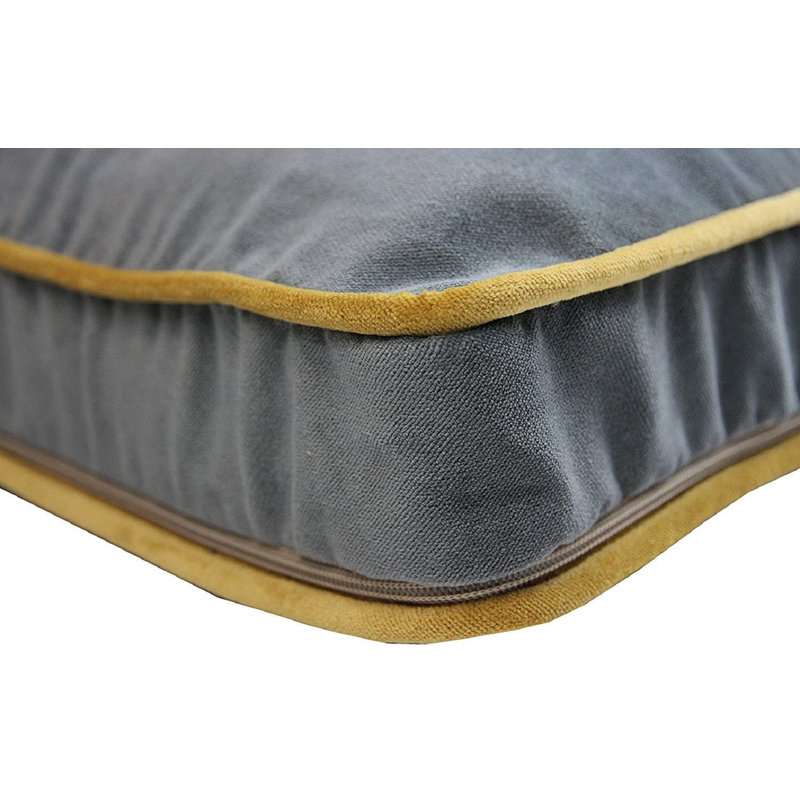 Square Floor Cushion, 43cm H x 43cm W x 3cm D, Grey/Yellow